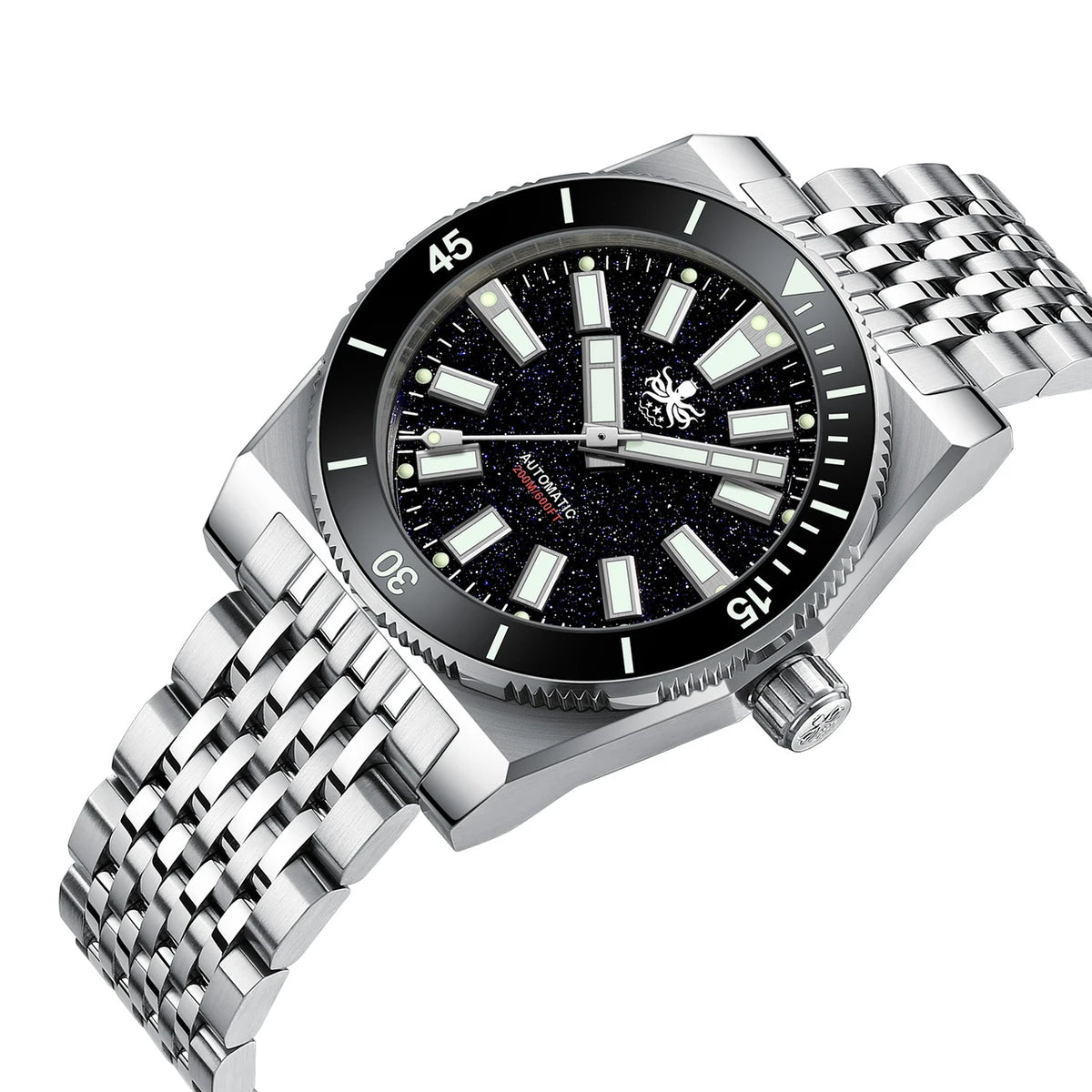 PHOIBOS Narwhal PY061B – Dark Blue Aventurine – 200M Automatic Diver "High Beat" Movement — view 3