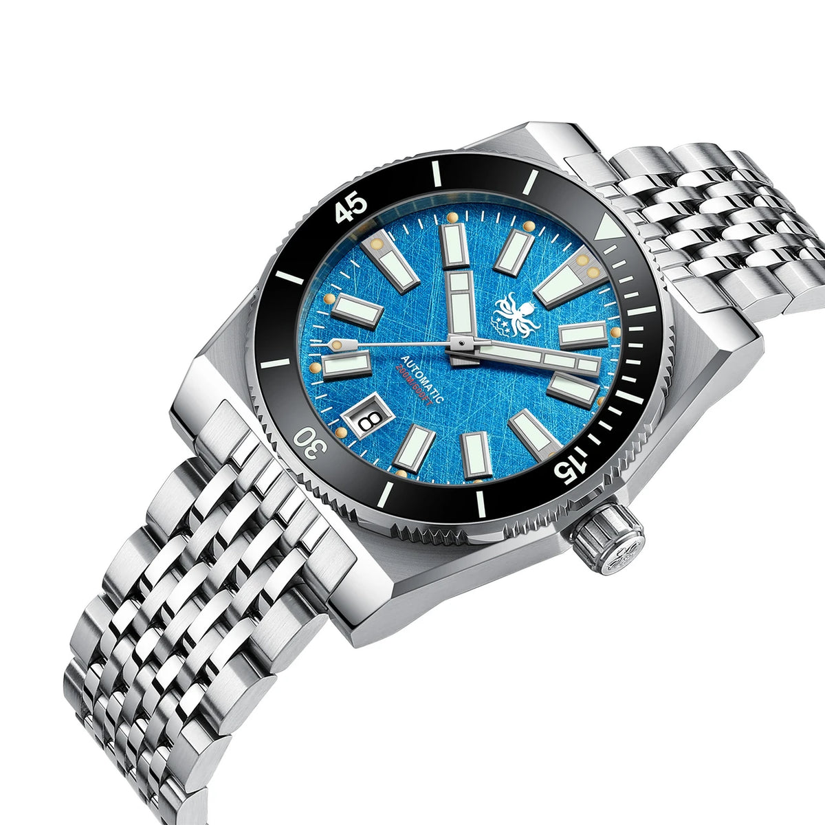 PHOIBOS Narwhal PY061D – Vintage Blue – 200M Automatic Diver "High Beat" Movement — view 8