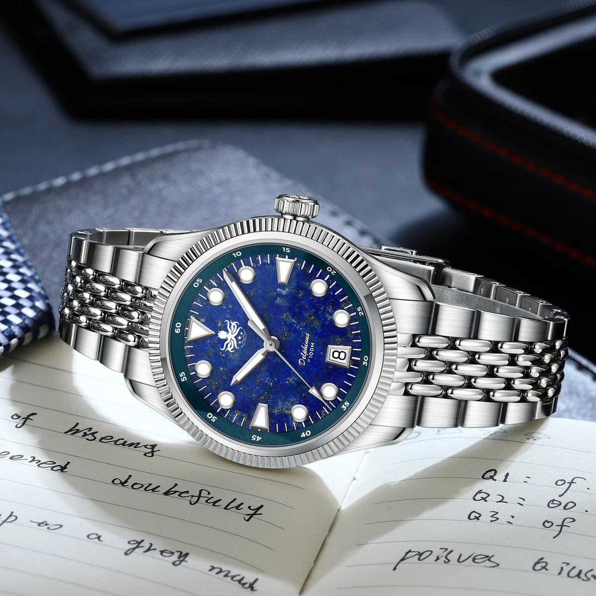 PHOIBOS Delphinus 100M Automatic Watch PY066B Lapis Lazuli "High Beat" Movement — view 5