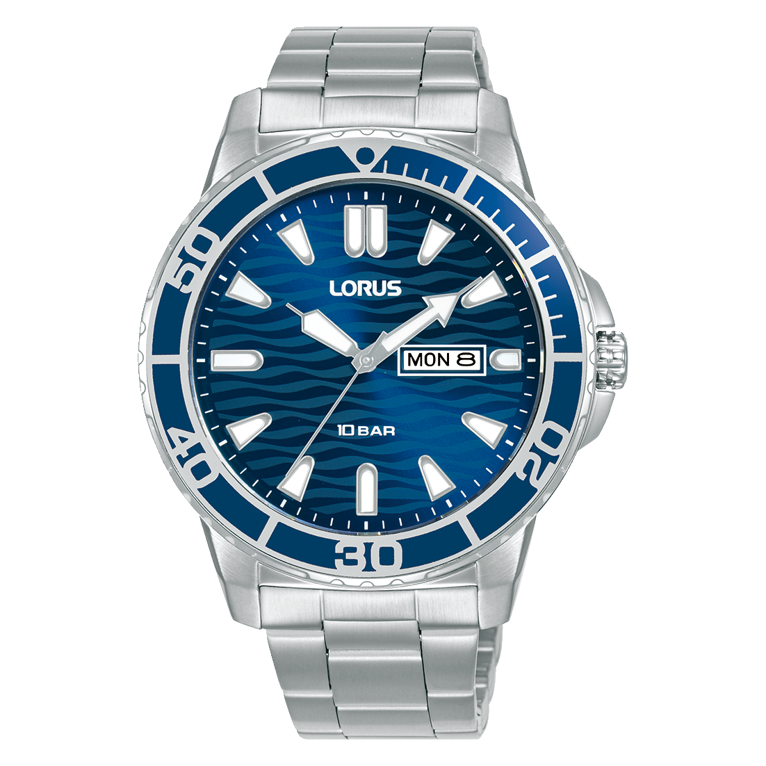 Lorus 42mm Quartz – Dark Blue Sunray Dial | Stainless Steel Bracelet | Day-Date — view 11