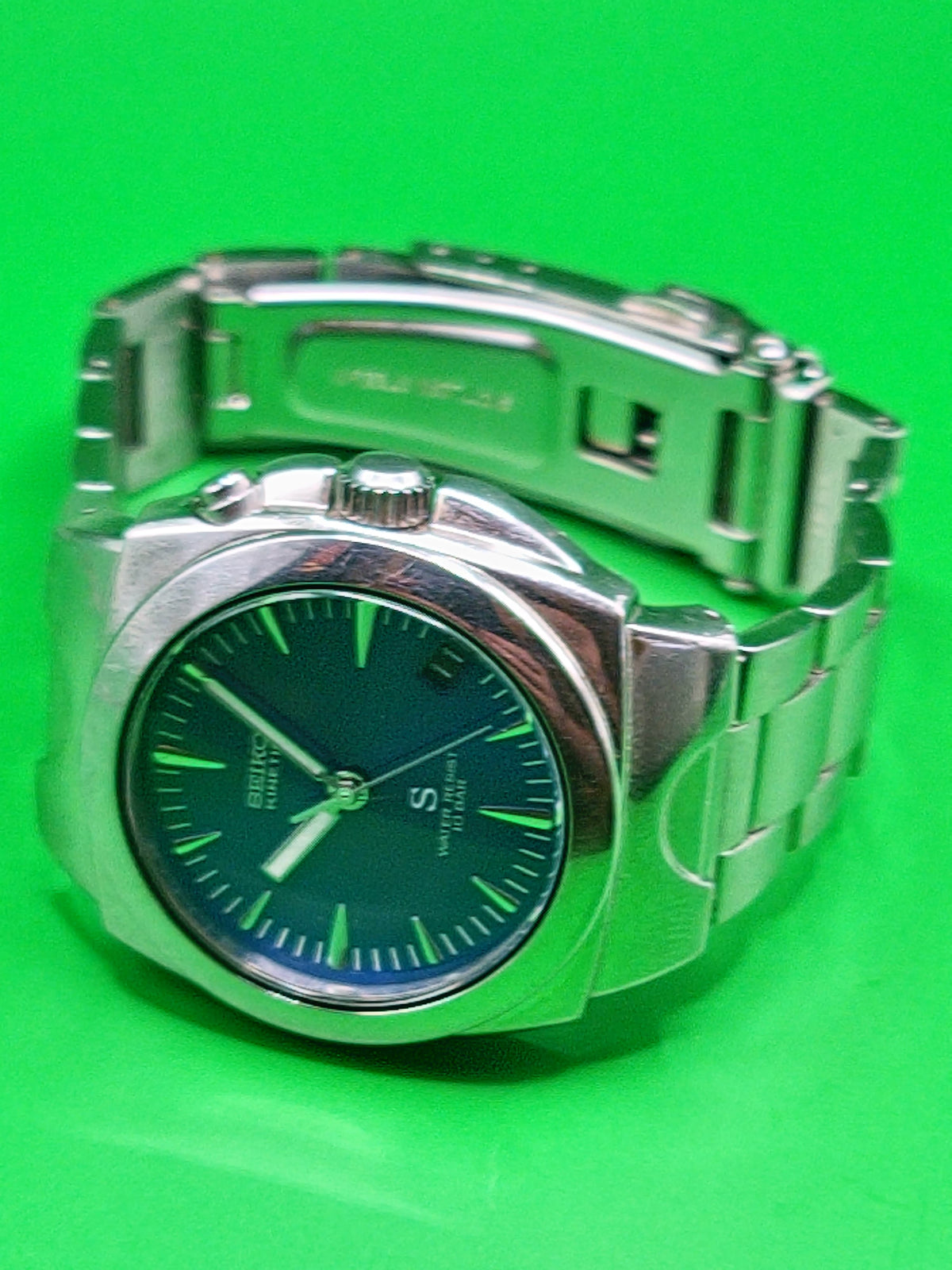 Seiko Kinetic “S” Ref. 5M63-0A30  Blue Sunburst Dial – Early 2000s Japanese Kinetic Classic — view 5