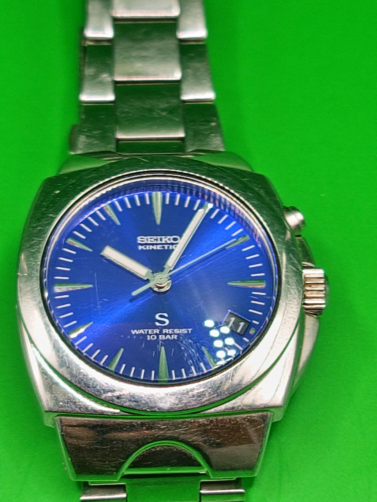 Seiko Kinetic “S” Ref. 5M63-0A30  Blue Sunburst Dial – Early 2000s Japanese Kinetic Classic — view 11