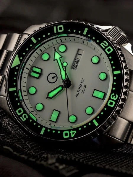 Islander ISL-35 White Dial Automatic Dive Watch – Sapphire Crystal – Luminous Ceramic Bezel – 200M — view 8