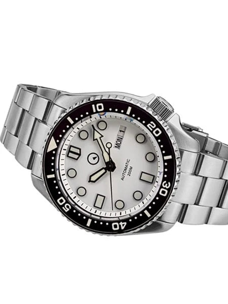 Islander ISL-35 White Dial Automatic Dive Watch – Sapphire Crystal – Luminous Ceramic Bezel – 200M — view 10