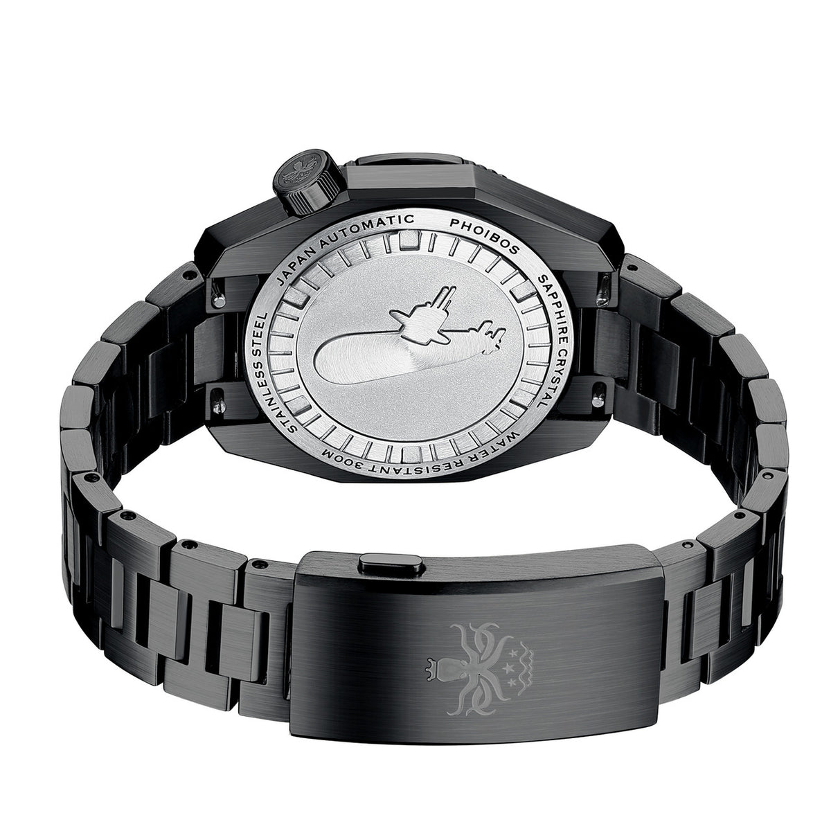 PHOIBOS Depth Hunter DLC PY060DX – Black – 300M Automatic Diver "High Beat" Movement — view 4
