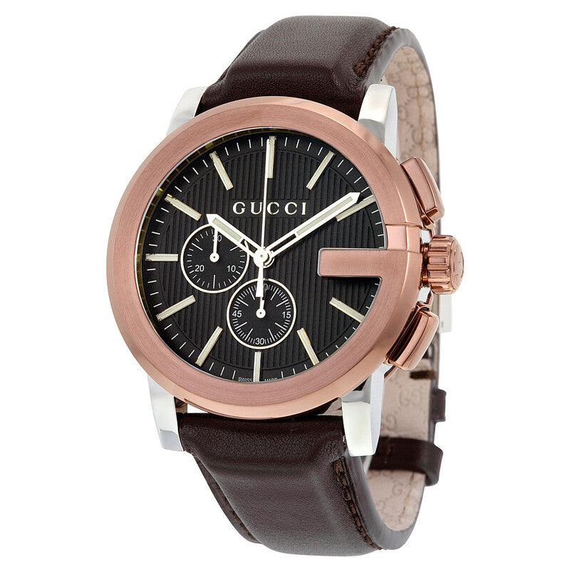 Gucci G-Chrono XL YA101202 Chronograph – Black Dial, Brown Leather, 44mm — view 4