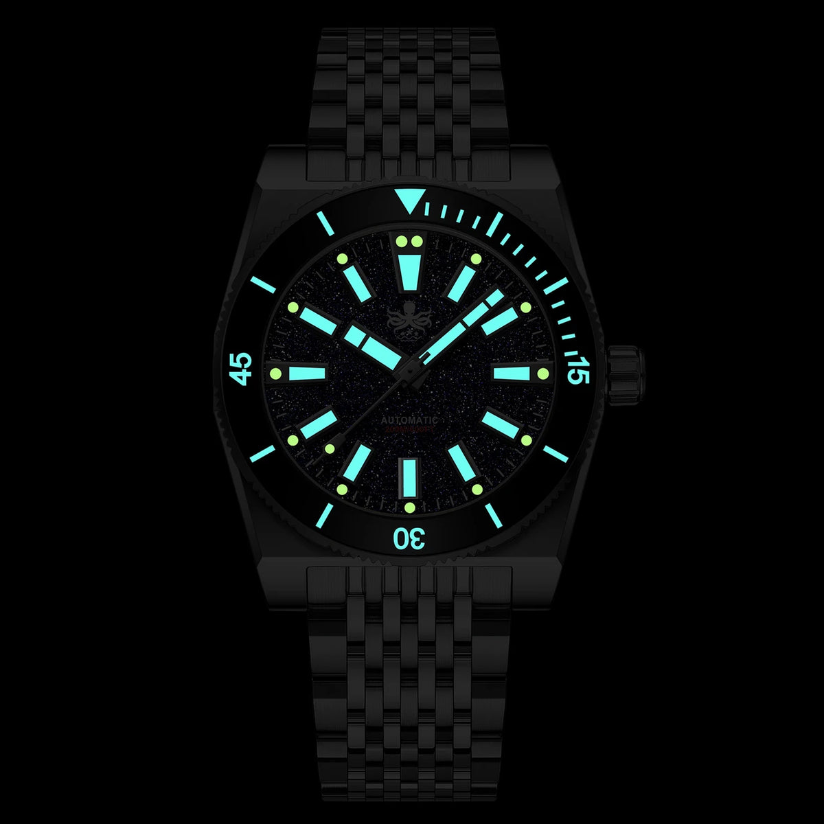 PHOIBOS Narwhal PY061B – Dark Blue Aventurine – 200M Automatic Diver "High Beat" Movement — view 8