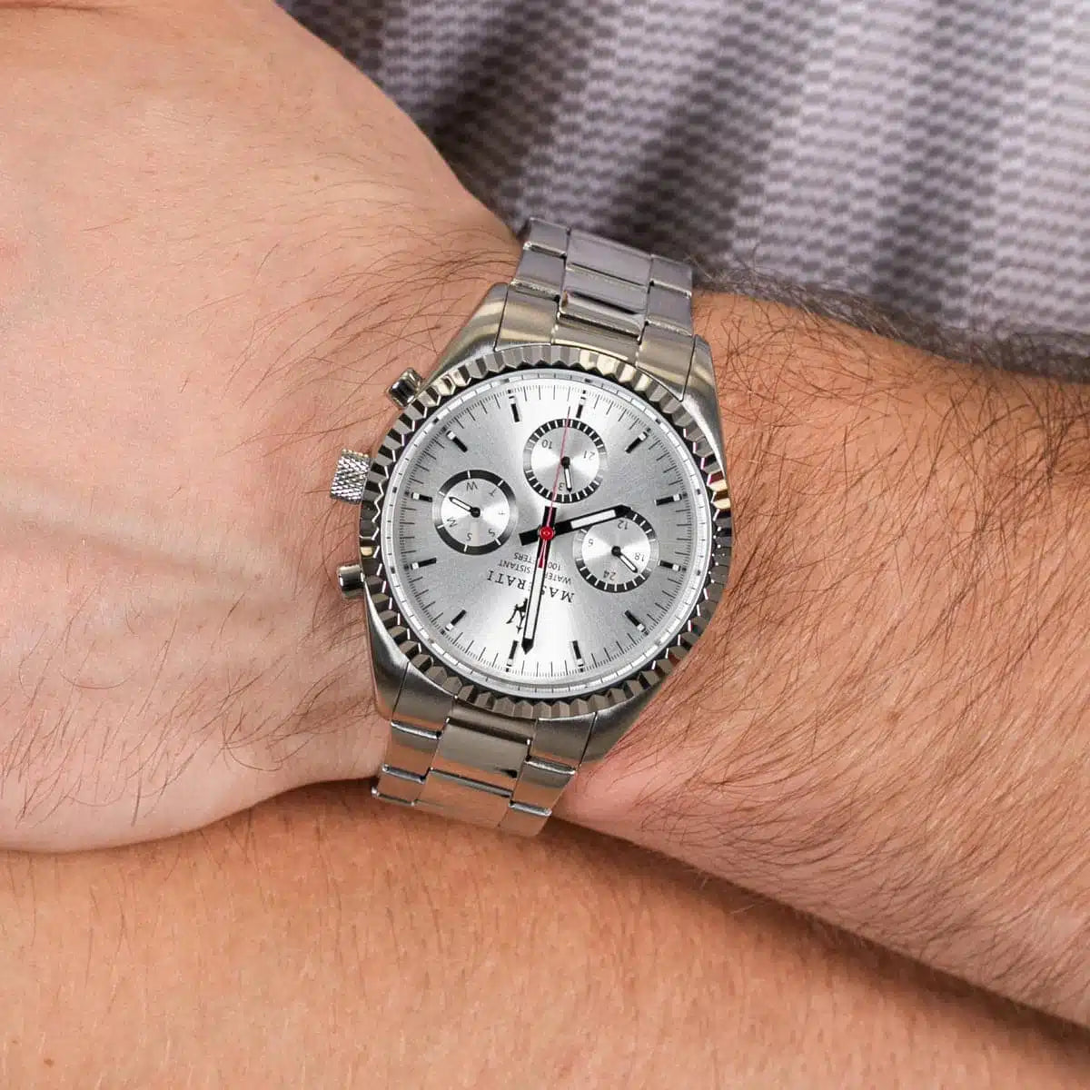 Maserati Competizione R8853100018 – Silver Dial Stainless Steel Quartz Men’s Watch, 43mm — view 7