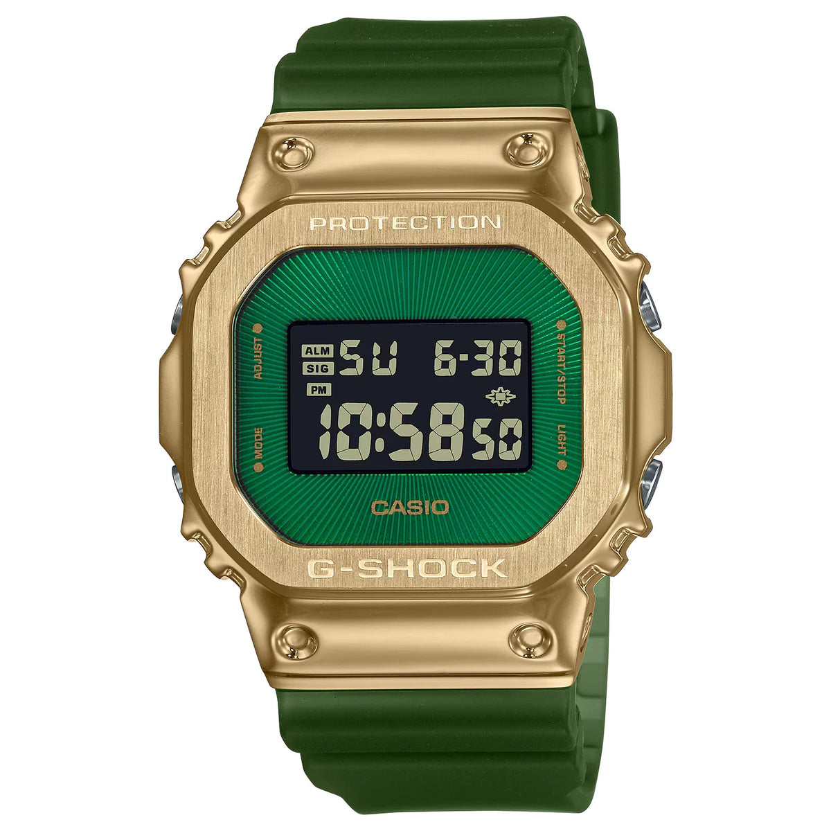 Casio G-SHOCK GM-5600CL-3 – Gold Metal Bezel / Green Digital Watch – 200M